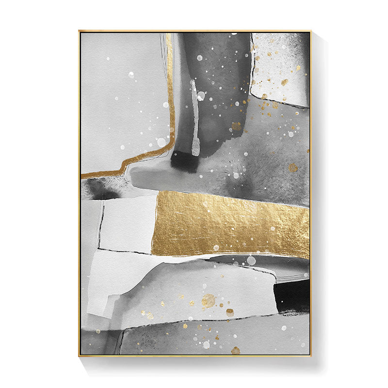 Abstract Black White Gold Canvas Art