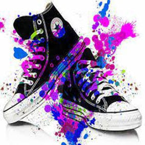 Colorful Graffiti Sneakers Canvas Art