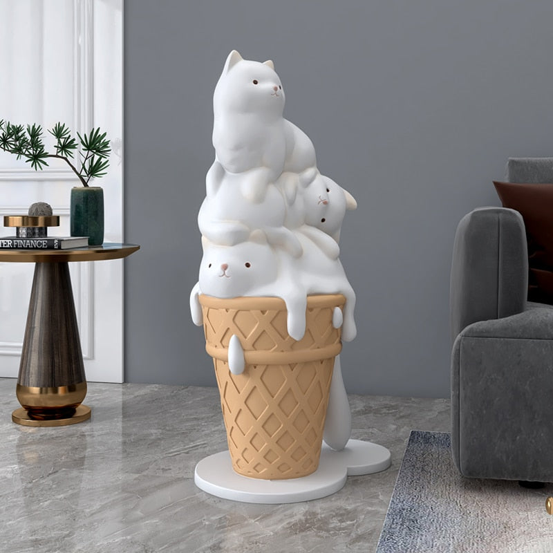 Ice Cream Cat Statue