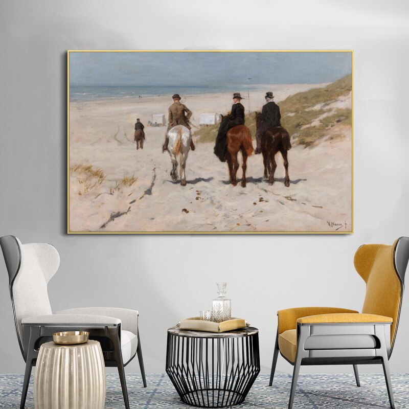 Morning Ride Along the Beach by Anton Mauve Canvas Art