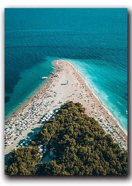 Beach Overlooking Blue Ocean Canvas Art