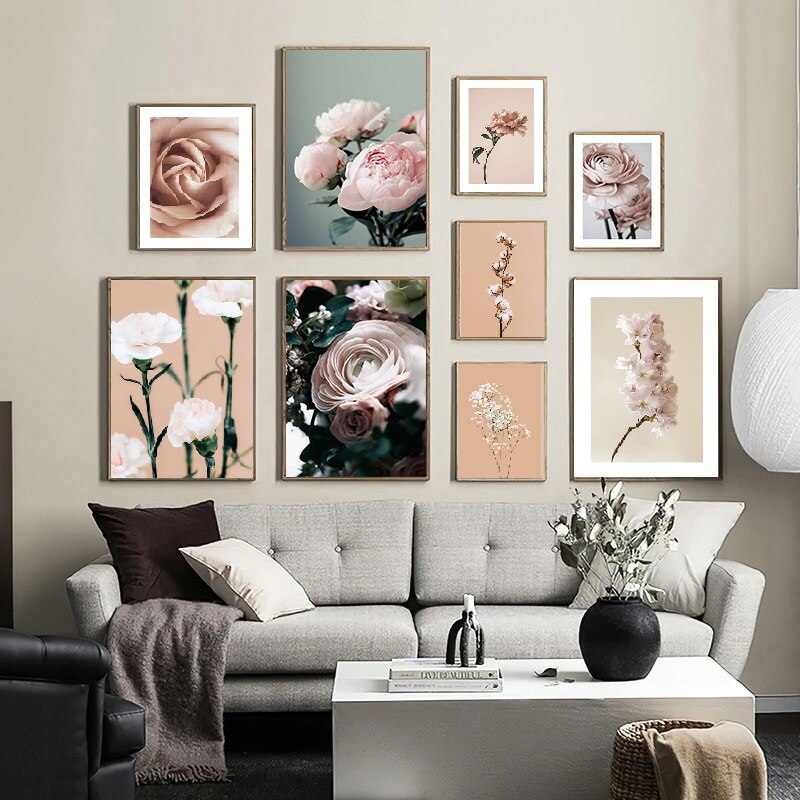 Pink Peony Rose Flower Canvas Art