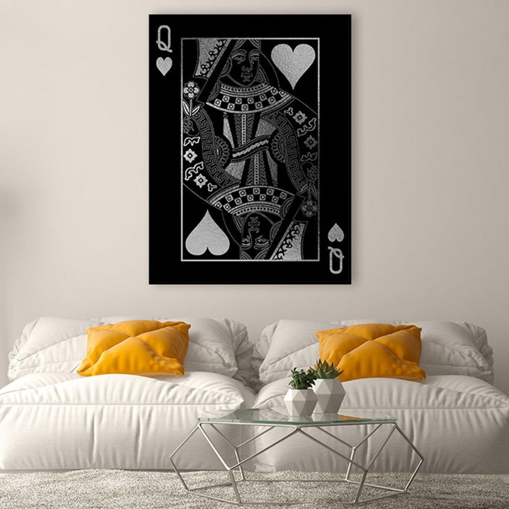 Silver Poker Card Canvas Art