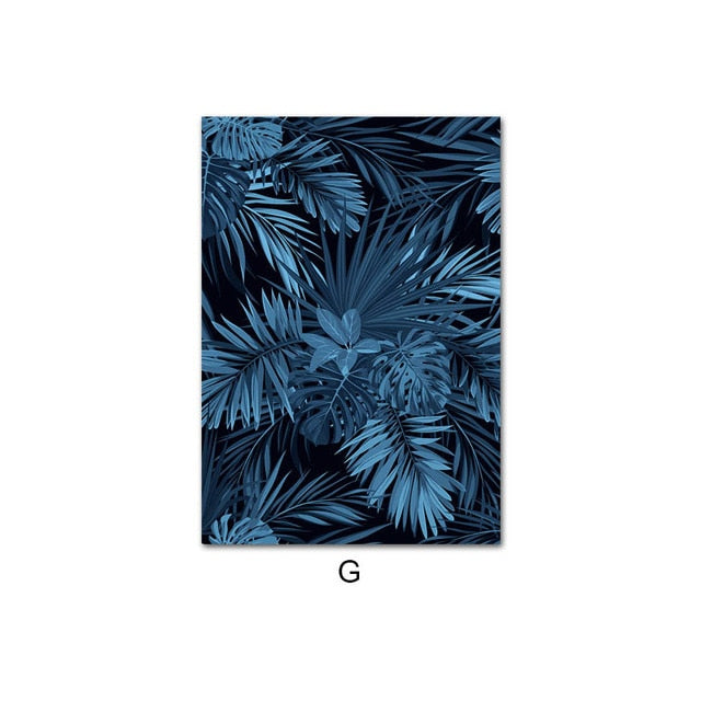 Blue Plants And Flower Canvas Art