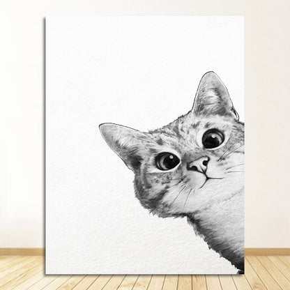 Black and White Kitty Cat Canvas Art