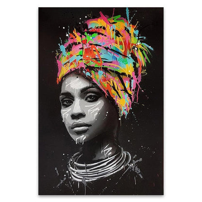 African Black Woman Graffiti Canvas Art