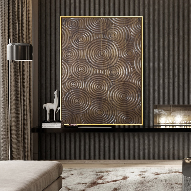 Retro Black Gold Wood Art Canvas