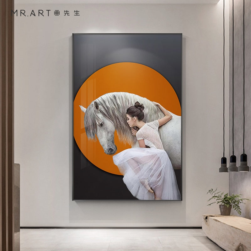 Ballet Dancer with Horse Canvas Art