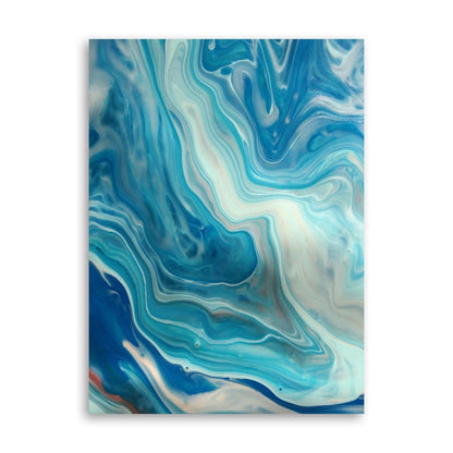 Blue River Marble Gold Foil Canvas Art