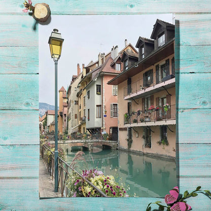 Old Town Street Small River Canvas Art