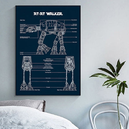 AT-AT Walker Star Wars Blueprint Canvas Art