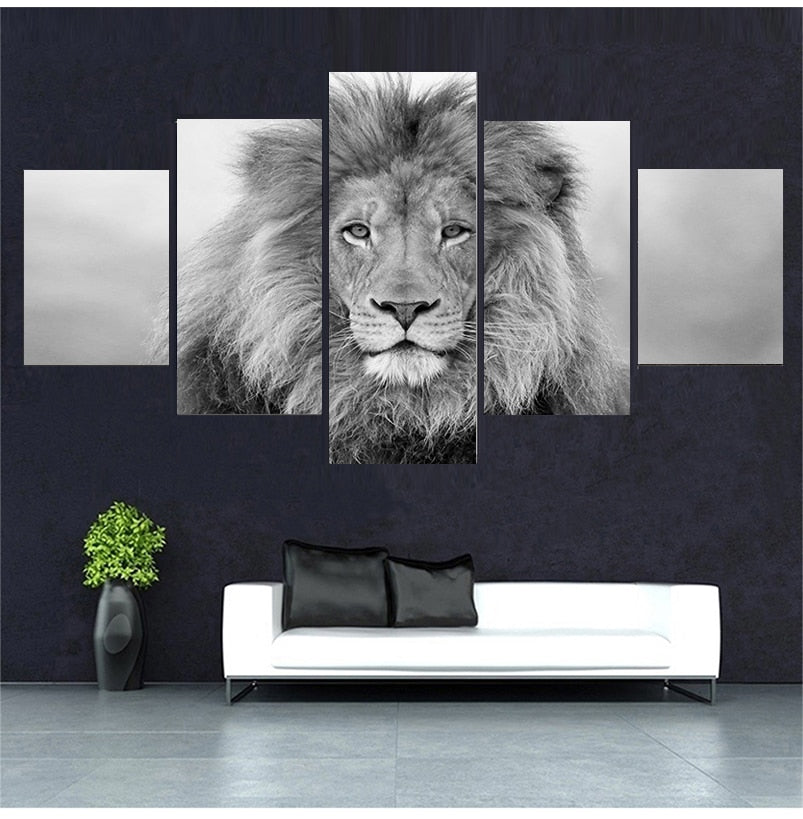 Black and White Lion Canvas Art