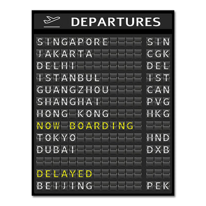 Airport Departure Board Canvas Art