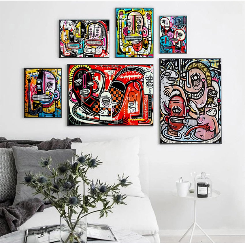 Graffiti Street Art Joachim Abstract Colorful Canvas Painting Art