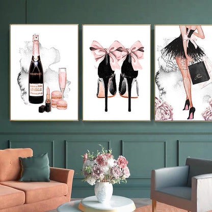 Black & Pink Women Stuff Canvas Art