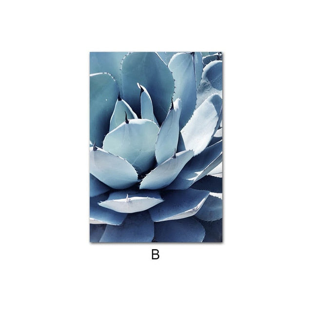 Blue Plants And Flower Canvas Art