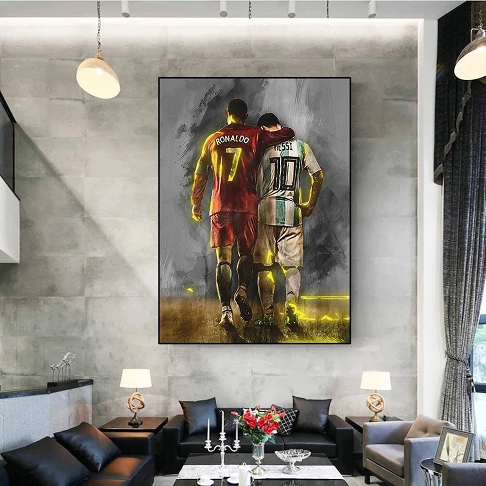 Ronaldo and Messi Football Canvas Art