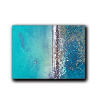 Beach Overlooking Blue Ocean Canvas Art