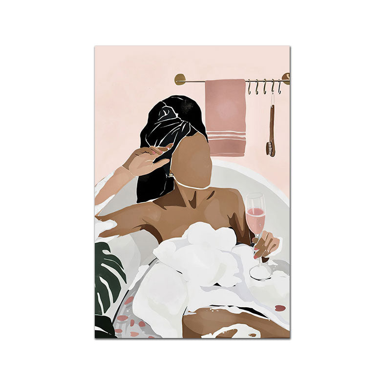 Woman Meditation Bubble Bath Shower Canvas Art