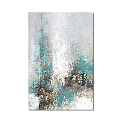 Abstract Green Blue Painting Wall Art Canvas