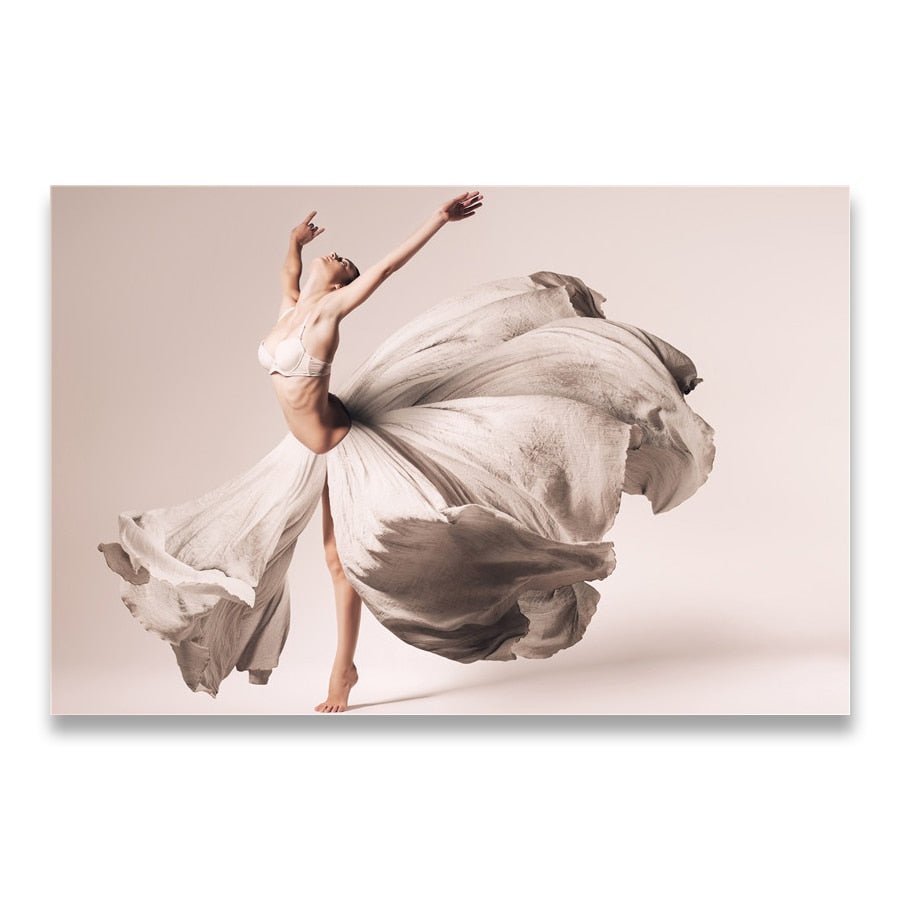 Woman Dancing Flower Pampas Grass Canvas Art