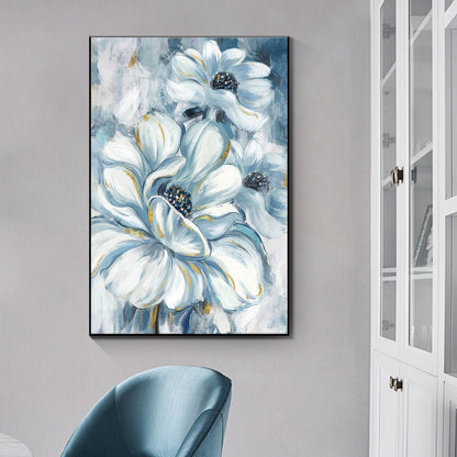 Light Blue Flower Oil Painting Canvas Art