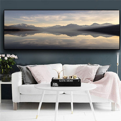 Water Reflection Mountain Scenery Canvas Art