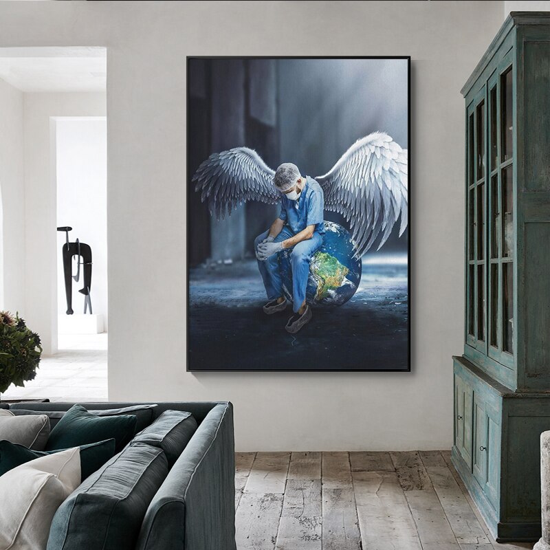 Nurse Angel Saves The World Canvas Art