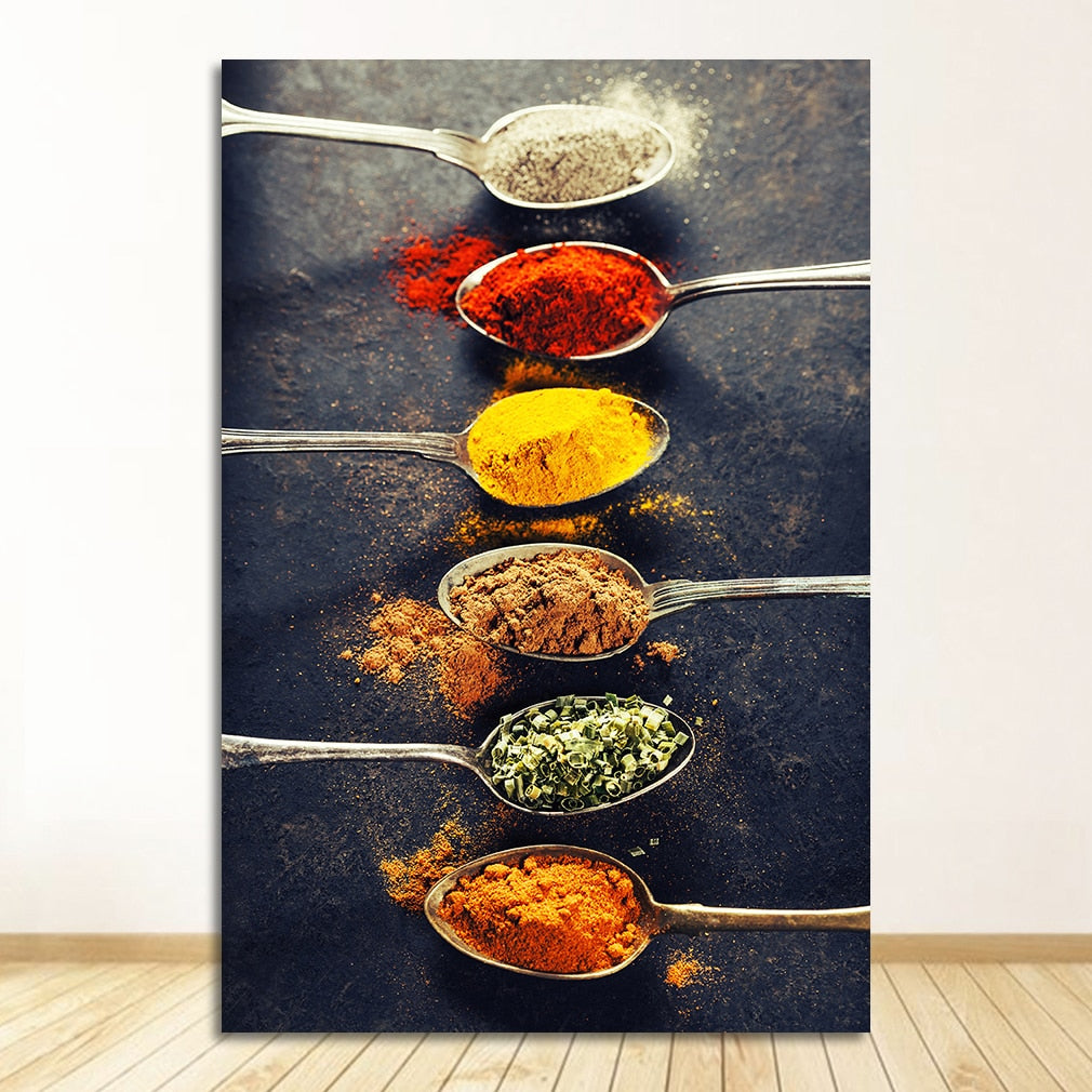 Kitchen Theme Mix Herb and Spices Canvas Art