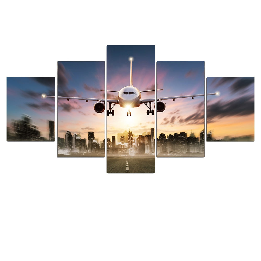 Airplane Sunset Canvas Art