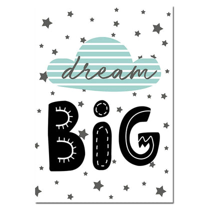 Big Dream Quotes Bear Nursery Wall Art Canvas