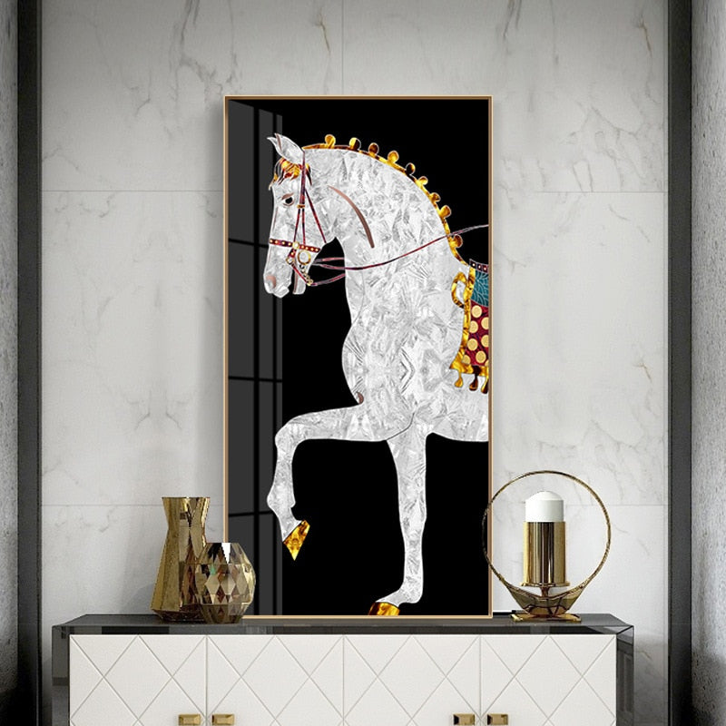 Luxurious White Horse Canvas Art