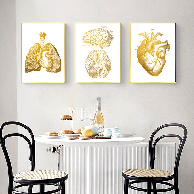 Gold Human Anatomy Canvas Art