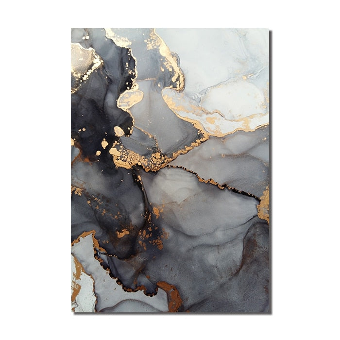 Gold Black Marble Canvas Art