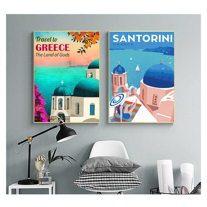 Greece Santorini Island Art Canvas