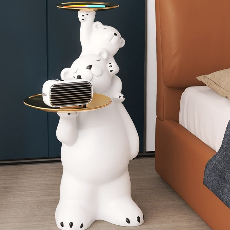 Polar Bear Cub Statue with Trays