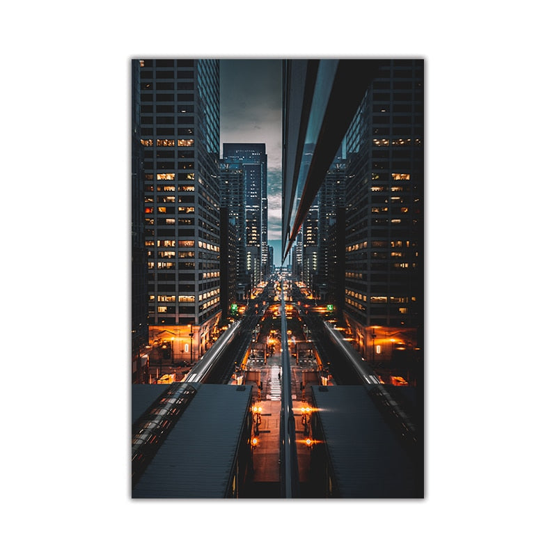 Night Cities Skylines Canvas Art