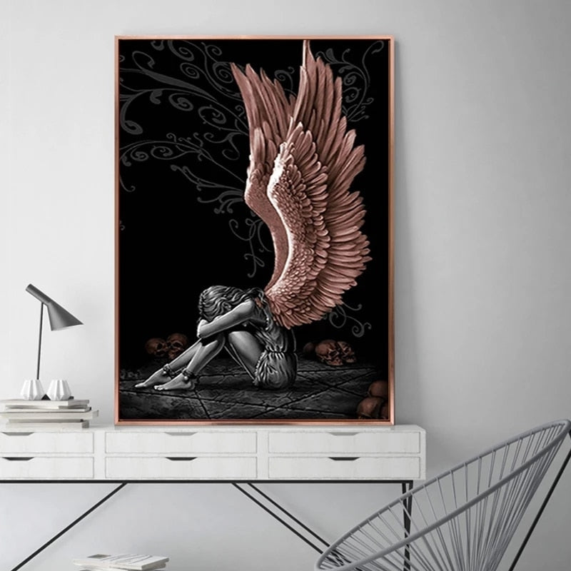 Angel Rose Gold Wings Canvas Art