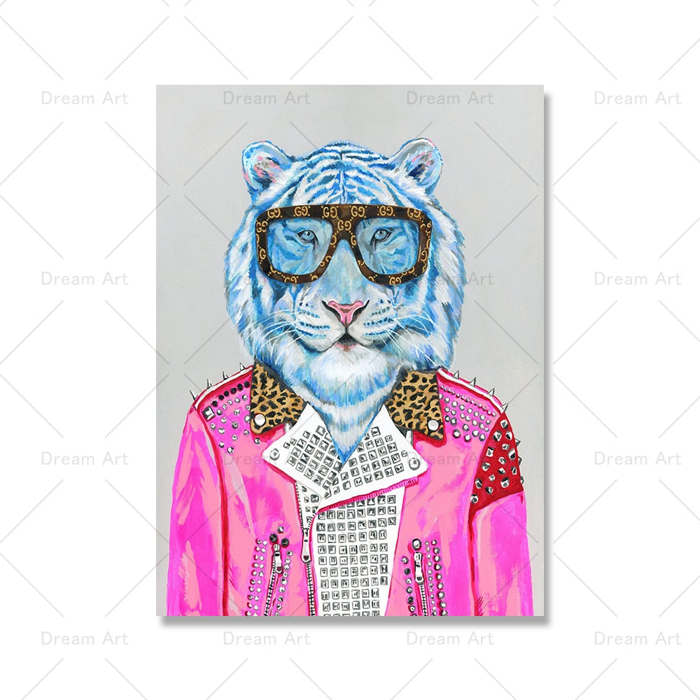 Fashion Animals in a Suit Art Canvas