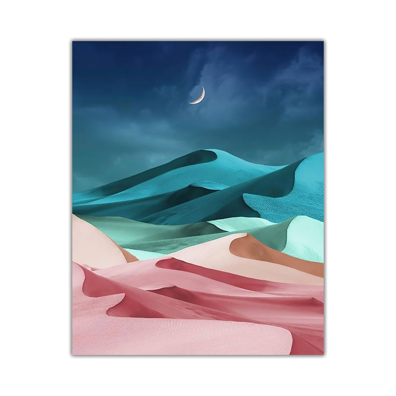 Crescent Moon Mountain Canvas Art