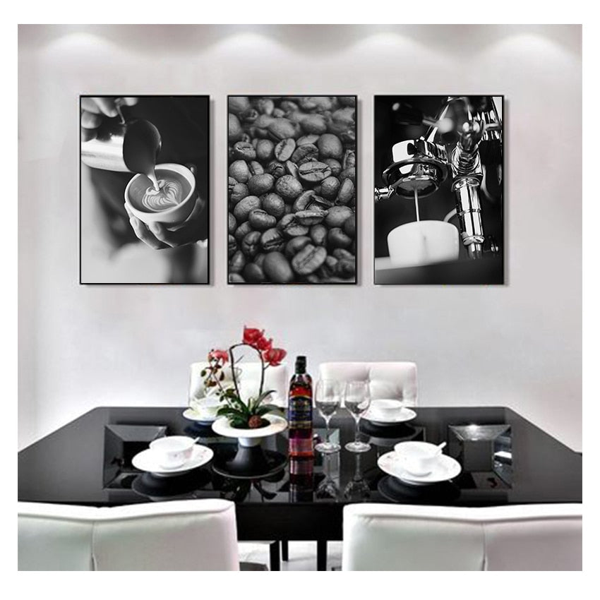 Black and White Coffee Canvas Art