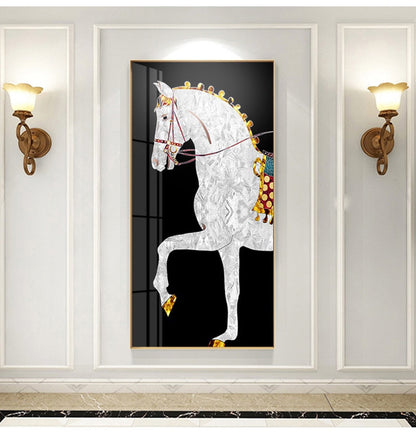 Luxurious White Horse Canvas Art