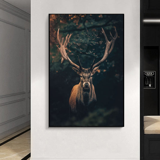 Brown Elk Forest Canvas Art