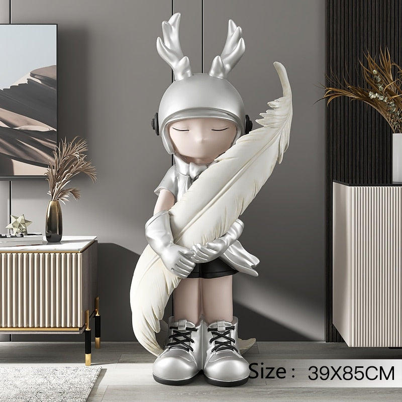 Antler Boy Large Statue