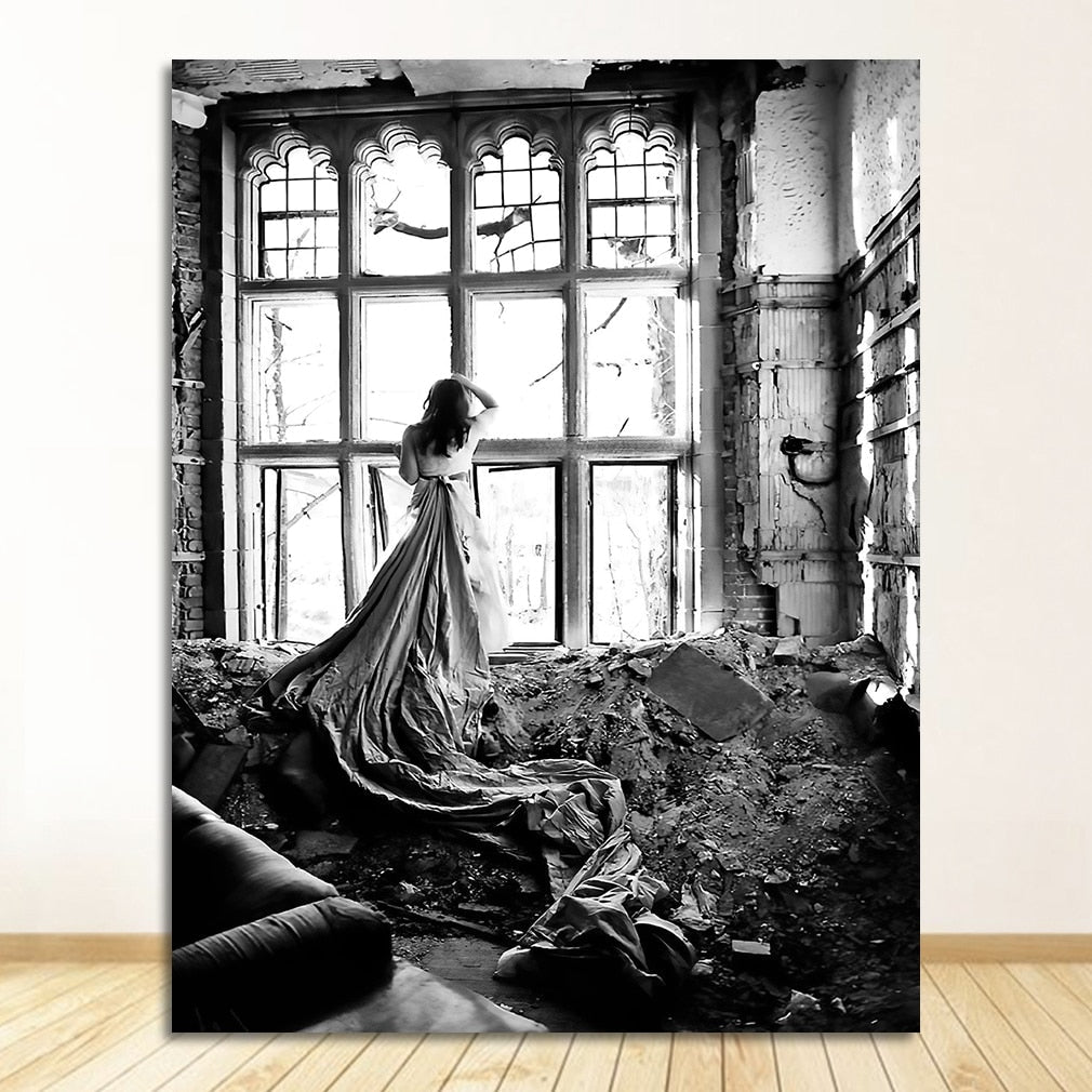 Black and White Woman Portrait Canvas Art