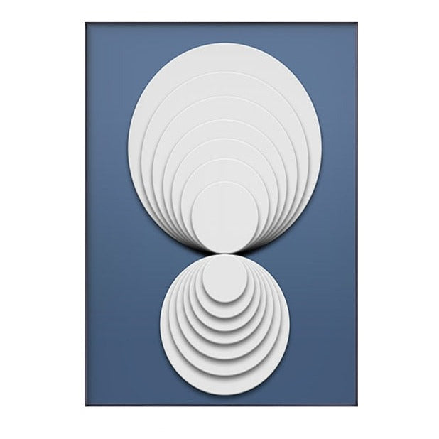 Abstract Circle Blue White Canvas Art