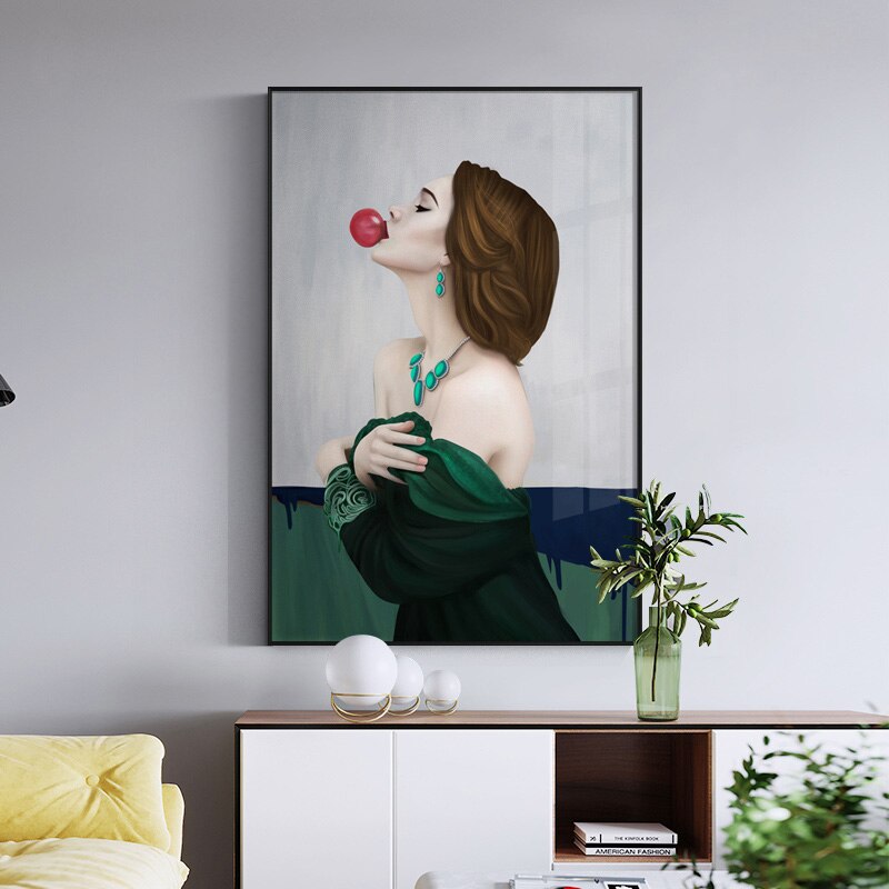 Fashion Yellow Bubble Woman Canvas Art