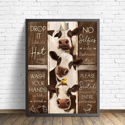 Toilet Rules Funny Animal Wall Art Canvas