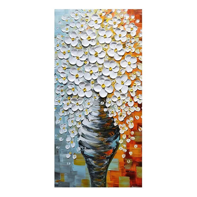 Abstract Vase 3D White Flower Wall Art Canvas