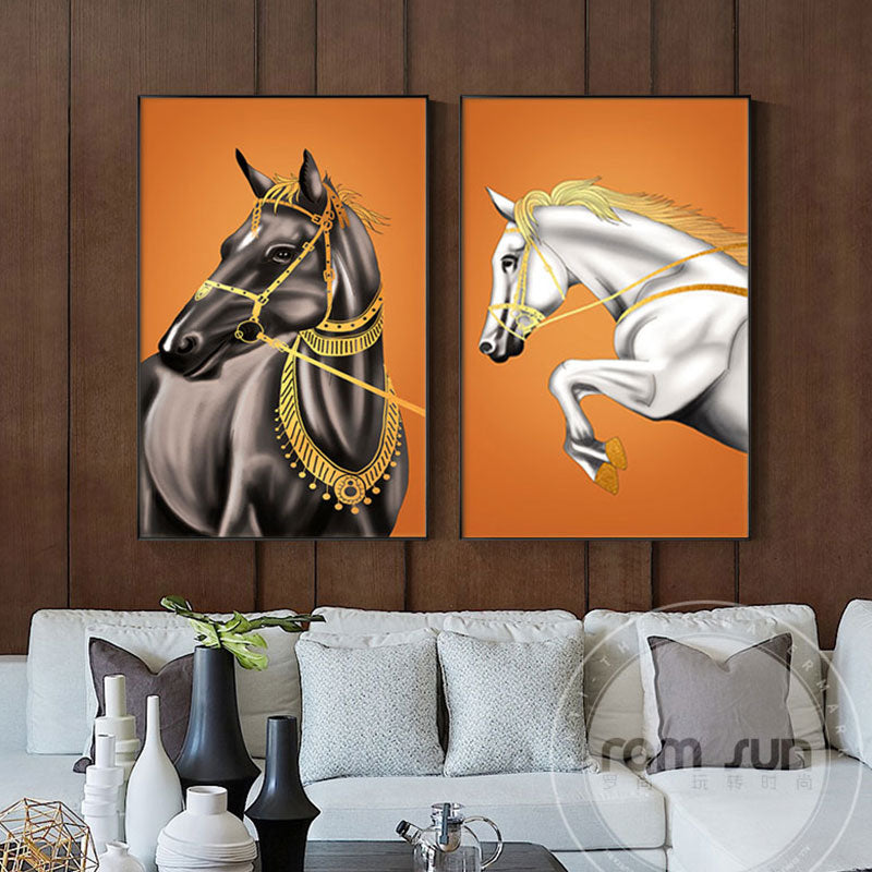 Modern Horse Orange Canvas Art